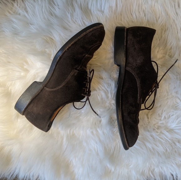 Toshi Shoes Mens 9 Brown Loafers Oxfords Suede Lace - Picture 2 of 8